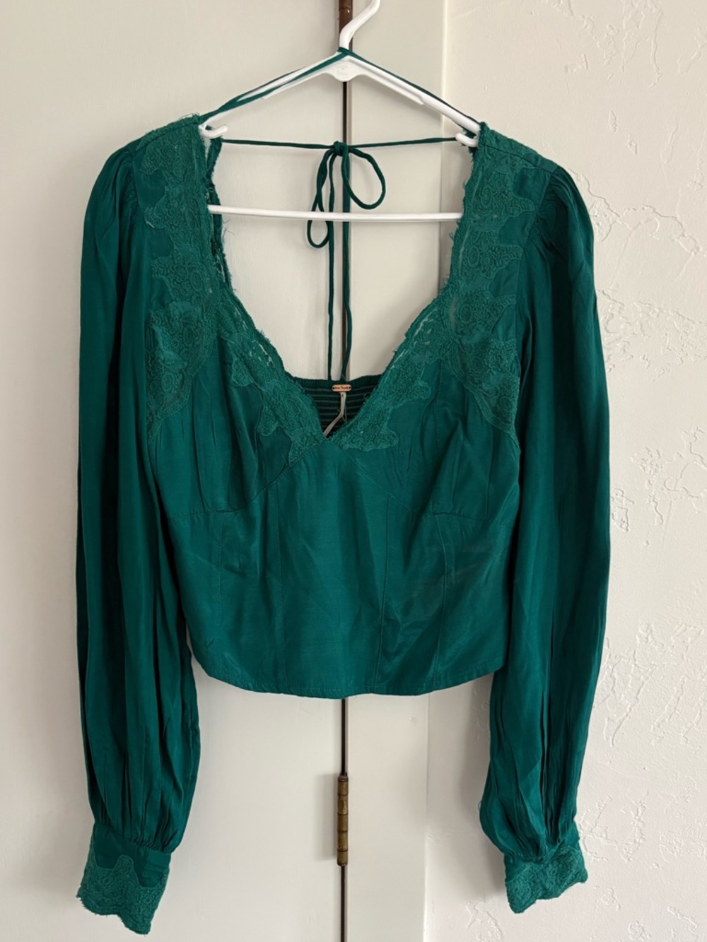FREE PEOPLE Janelle Lace Top in Green Balsam - Picture 2 of 13
